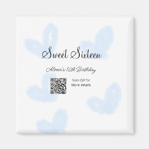 ブルーウォーターハートQRSweet sixteen誕生日 マグネット