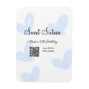 ブルーウォーターハートQRSweet sixteen誕生日 マグネット