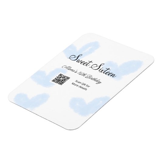 ブルーウォーターハートQRSweet sixteen誕生日 マグネット (左側)