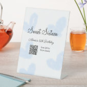 ブルーウォーターハートQRSweet sixteen誕生日 台座サイン (インサイチュ)