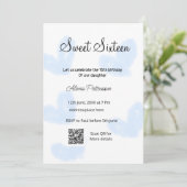 ブルーウォーターハートQRSweet sixteen誕生日 招待状 (スタンド正面)