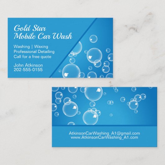 ブルーウォーターバブルの詳細な洗車方法 名刺 (正面/裏面)