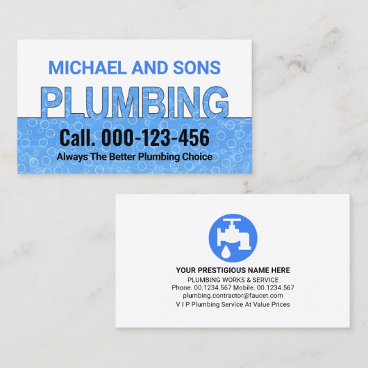 ブルーウォーターバブル配管記号 名刺 (正面/裏面)
