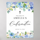 ブルーウォーターバラとアジサイ確認 ポスター (正面)