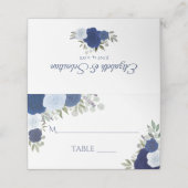 ブルーウォーターバラエレガント書ウェディングイン プレイスカード (外部開封)