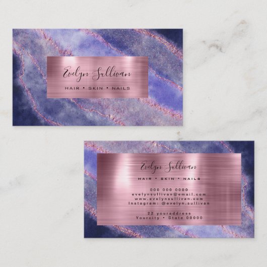 ブルーウォーターバラゴールドフォイルビジネスカード 名刺 (正面/裏面)