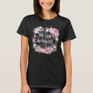 ブルーウォーターバラ花女性No雨No Tシャツ