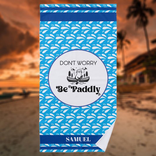 ブルーウォーターパターストライプンレトロカヌートター名 ビーチタオル