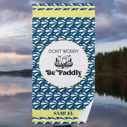 ブルーウォーターパターストライプンレトロカヌートター名 ビーチタオル