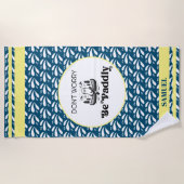 ブルーウォーターパターストライプンレトロカヌートター名 ビーチタオル (正面)