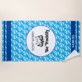 ブルーウォーターパターストライプンレトロカヌートター名 ビーチタオル (正面)