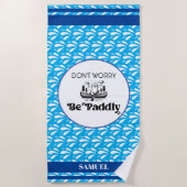 ブルーウォーターパターストライプンレトロカヌートター名 ビーチタオル (正面)