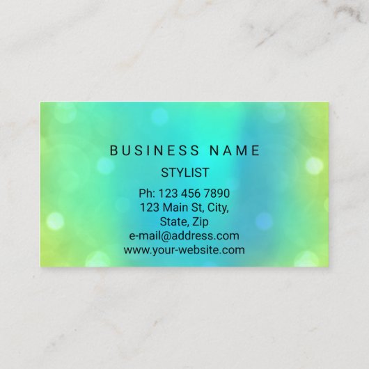 ブルーウォーターパール抽象芸術ミニマルグリーンエコノミー 名刺 (裏面)
