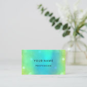 ブルーウォーターパール抽象芸術ミニマルグリーンエコノミー 名刺 (スタンド正面)