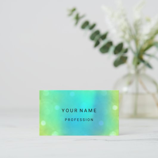 ブルーウォーターパール抽象芸術ミニマルグリーンエコノミー 名刺 (スタンド正面)