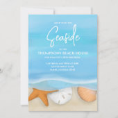 ブルーウォータービーチコースト航海のお洒落 招待状 (正面)