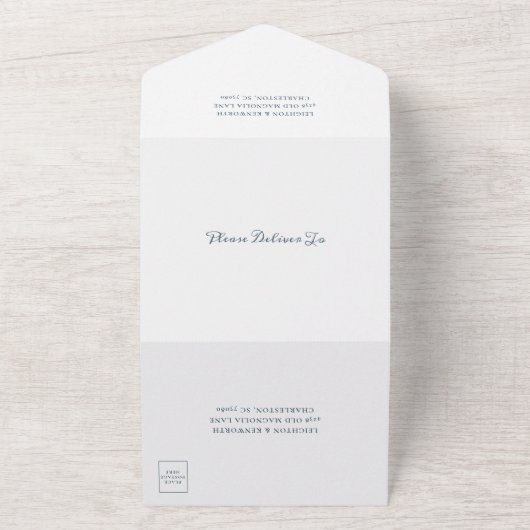 ブルーウォータービーチ海水結婚色 オールインワン招待状 (外側)