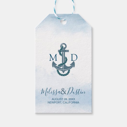ブルーウォータービーチ航海のいかり結婚ズ ギフトタグ (正面)