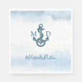 ブルーウォータービーチ航海のいかり結婚ズ スタンダードランチョンナプキン (正面)
