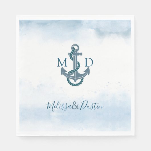 ブルーウォータービーチ航海のいかり結婚ズ スタンダードランチョンナプキン (正面)