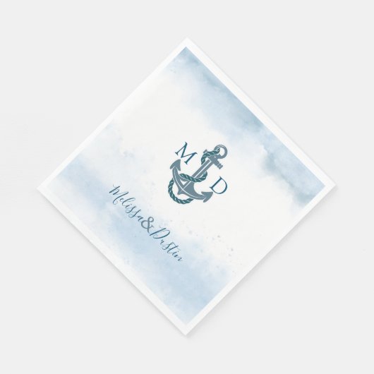 ブルーウォータービーチ航海のいかり結婚ズ スタンダードランチョンナプキン (角)