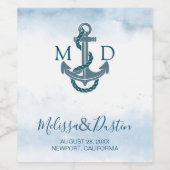 ブルーウォータービーチ航海のいかり結婚ズ ワインラベル (シングルラベル)