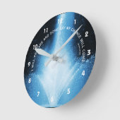 ブルーウォーターファウンテン姿勢感動的引用文 ラウンド壁時計 (傾斜)
