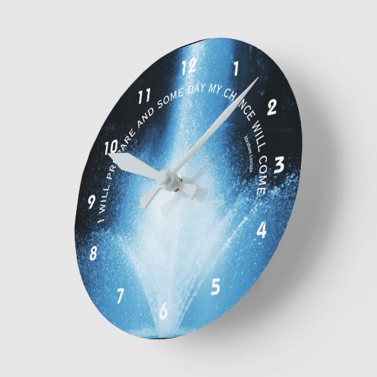 ブルーウォーターファウンテン姿勢感動的引用文 ラウンド壁時計 (傾斜)