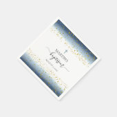 ブルーウォーターフェイクカラー金ゴールドフォイル詳細バプテスマ スタンダードカクテルナプキン (角)