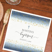 ブルーウォーターフェイクカラー金ゴールドフォイル詳細バプテスマ スタンダードカクテルナプキン