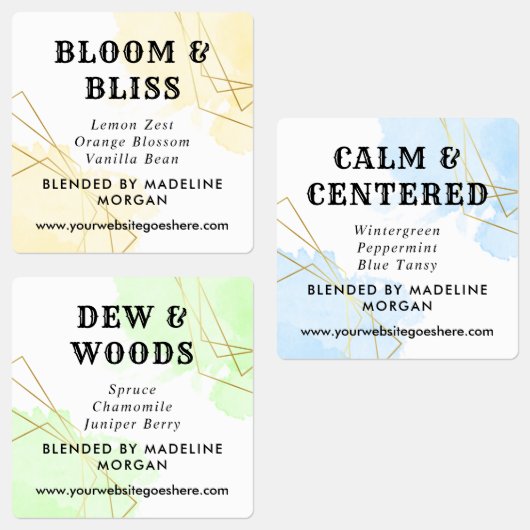 ブルーウォーターフェイクカラー金ゴールド幾何学的油 ラベル (グループ)