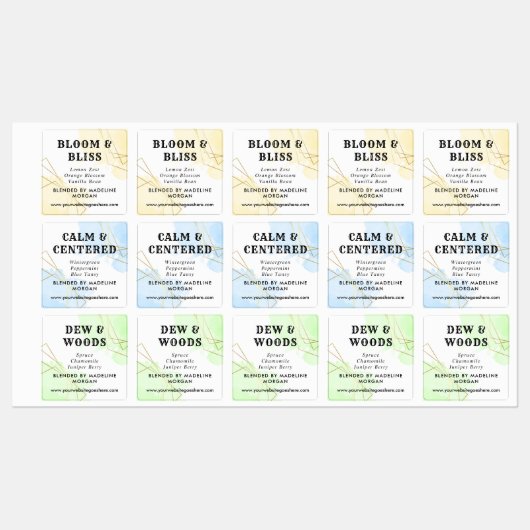 ブルーウォーターフェイクカラー金ゴールド幾何学的油 ラベル (シート)