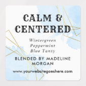 ブルーウォーターフェイクカラー金ゴールド幾何学的油 ラベル (デザイン2)