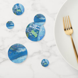 ブルーウォーターフォールアクリルアート コンフェッティ