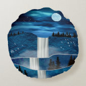 ブルーウォーターフォール装飾用クッション ラウンドクッション (裏面)