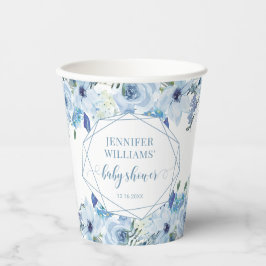 ブルーウォーターフローラ男の赤ちゃんシャワー紙カップ 紙コップ