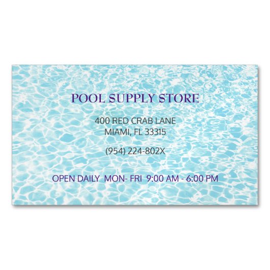 ブルーウォータープールの供給ストア/プールの修復 マグネット名刺 (正面)