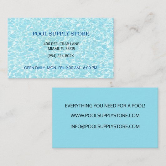 ブルーウォータープールの供給ストア/プールの修復 名刺 (正面/裏面)