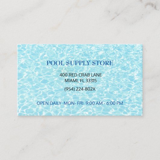 ブルーウォータープールの供給ストア/プールの修復 名刺 (正面)