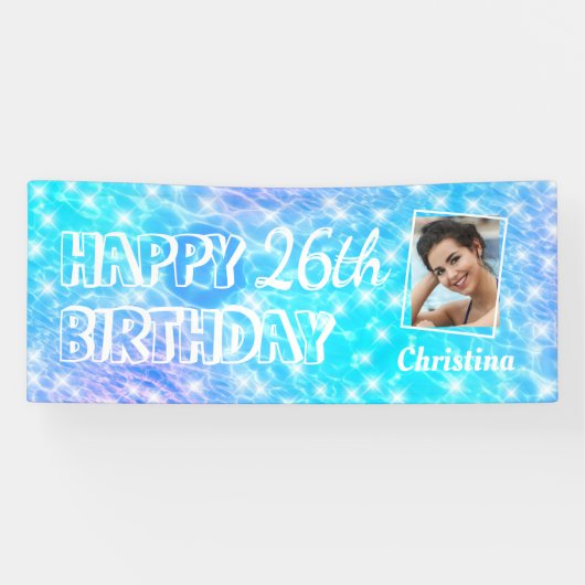 ブルーウォータープールパーティービーチパーティーサマーパーティーおもしろい 横断幕 (横)