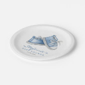 ブルーウォーターベビーシューズ男の子の赤ちゃんシャワー ペーパープレート (アングル)