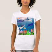 ブルーウォーターマンタ美しい女子海マンタ Tシャツ (正面)