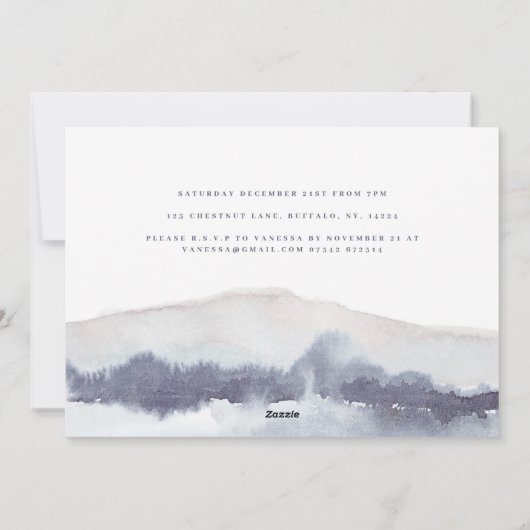 ブルーウォーターミニマルカラークリスマスパーティー シーズンカード (裏面)