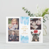 ブルーウォーターモダンカラーの新年用写真カード シーズンカード (スタンド正面)