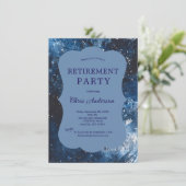 ブルーウォーターモダンカラービジネス退職パーティー 招待状 (スタンド正面)