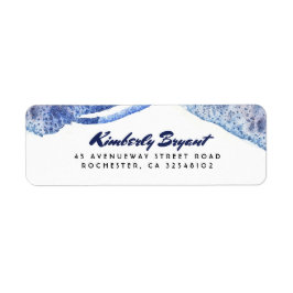 ブルーウォーターモダンカラー結婚クリスタル ラベル