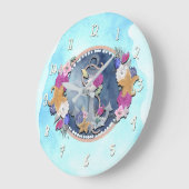 ブルーウォーターモダンカラー航海のフローラいかり ラージ壁時計 (傾斜)