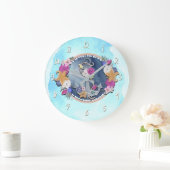 ブルーウォーターモダンカラー航海のフローラいかり ラージ壁時計 (ホーム)