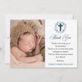 ブルーウォーターリースボーイフォトバプテスマありがとう サンキューカード (正面)