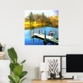 ブルーウォーターレイクのボート ポスター (ホームオフィス)